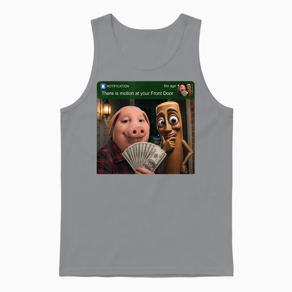 Tung Tung Tung Sahur John Pork Motion at Your Front Door Unisex Tank Top in Sport Grey