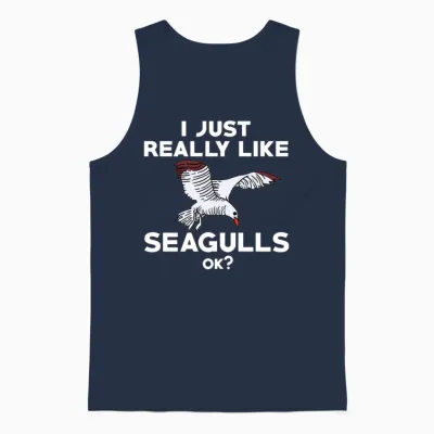 Funny Seagull Saying Unisex Tank Top - Navy