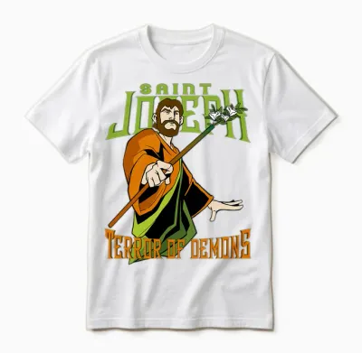 St Joseph Terreur Des Démons Consecration 2021 Saint Catholique T-Shirt Haut De Gamme Unisex T-Shirt - White