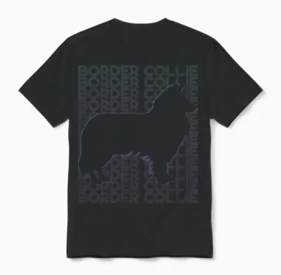Border Collie Dog Retro Unisex T-Shirt - Black