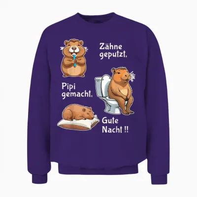 Teeth, Pipi Made Good Night Capybara Sleep Unisex Sweatshirt - Purple