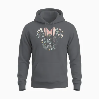 Disney Minnie Mouse Icon Spring Flowers Unisex Hoodie - Charcoal