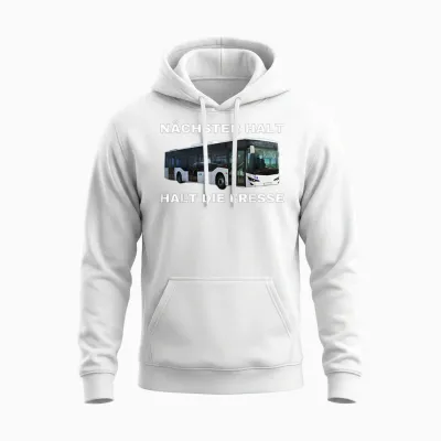 Nächster Halt Halt Die Fresse T-Shirt, Black Unisex Hoodie - White