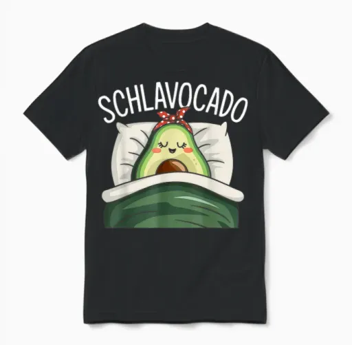 Schlavocado Pyjamas Avocado Sleep Shirt T-Shirt, Black Unisex T-Shirt in Black