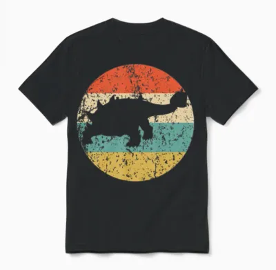 Ankylosaurus Silhouette Retro Dinosaur Unisex T-Shirt - Black
