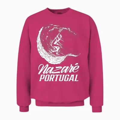 Nazaré Portugal Surfer Surf Wave Surfing Unisex Sweatshirt - Heliconia