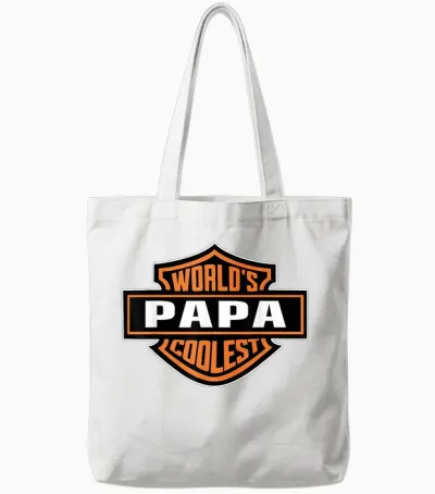Mens World's Coolest Papa Best Dad in the World Father's Day Tote Bags - White