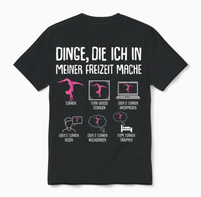 Gymnastics Girl's Unisex T-Shirt in Black