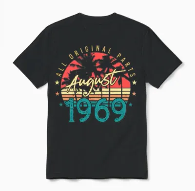 1969 August Retro Unisex T-Shirt - Black