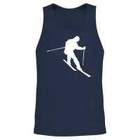 Skiing Silhouette Ski Unisex Tank Top - Navy – 2