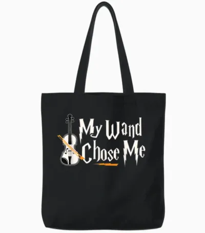 My Wand Chose Me Violin Player Violinist Music T-Shirt Small Tote Bags - Black