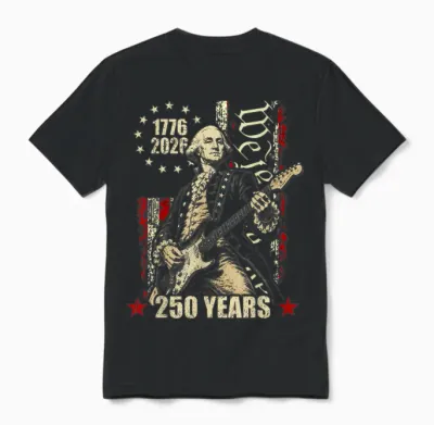 250 Years Still Rocking George Washington Playing Guitar Unisex T-Shirt - Black