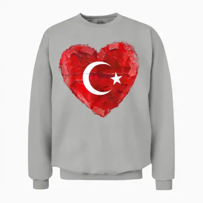 Türkei T-Shirt Mit Herz Türkische Flagge Türk Türkiye Unisex Sweatshirt - Ash