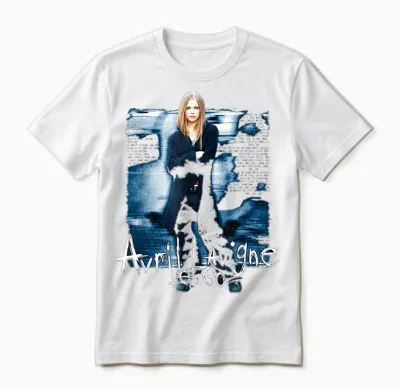 Avril Lavigne Official Let Go T-Shirt - Black, Unisex-Adults, Small, Short Sleeve, Classic Fit, Cotton, Polyester Unisex T-Shirt - White