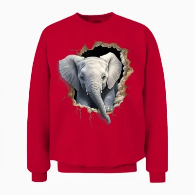 Elefanten-Wandmotiv Kunstwerk Tierwelt Afrikanische Tierliebhaber Unisex Sweatshirt - Red