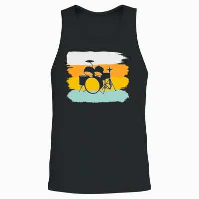 Drums Retro Unisex Tank Top - Black