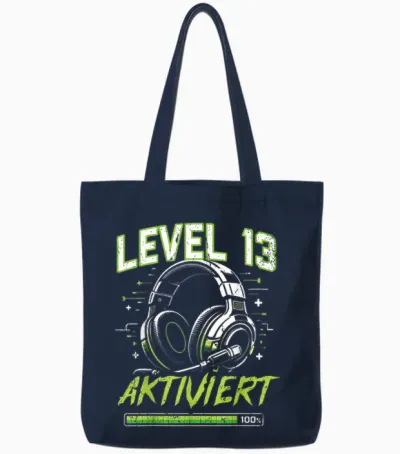 13. Geburtstag Jungen Video Gamer Level 13 Aktiviert Junge Tote Bags - Navy