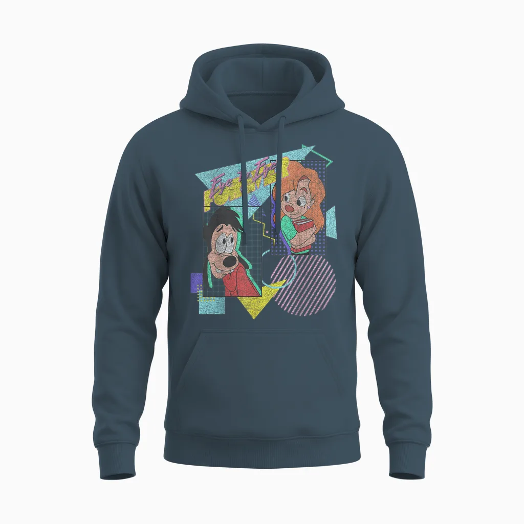Disney a Goofy Movie Max & Roxanne Eye to Eye Forever Unisex Hoodie in Dark Heather