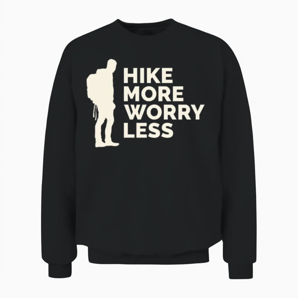 Hike More Worry Less Hiking - & Outdoors Unisex Sweatshirt in Black