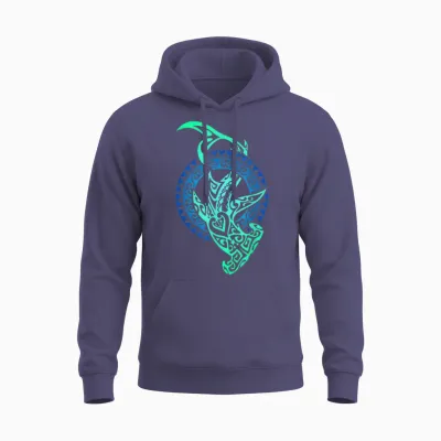Shark Tribal Hawaiian Sun Polynesian Hawaiian Maori Cool Unisex Hoodie - Heather Sport Dark Navy