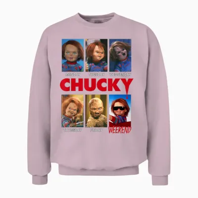 Chucky Days of the Week Moods Unisex Sweatshirt - Light Pink