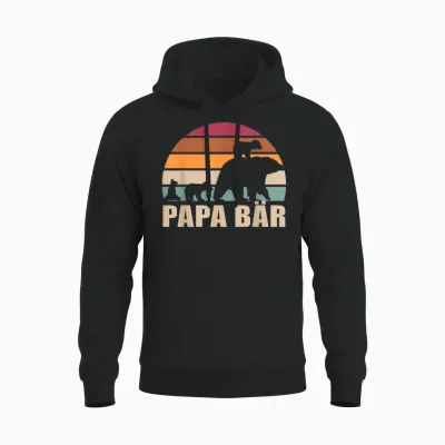 Papa Bär 3 Kinder Vatertag Dreifach Papa Von Drei Kindern Unisex Hoodie - Black