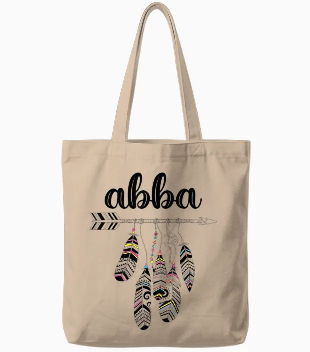 Abba Name Women's Men's Children's Abba Birthday Shirt Gift Abba Name T-Shirt, White Tote Bags in Natural