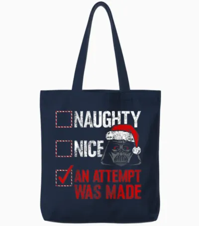 Star Wars Christmas Darth Vader Naughty or Nice Checklist Tote Bags - Navy