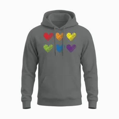 Lgbtq Pride Rainbow Hearts Unisex Hoodie - Graphite Heather