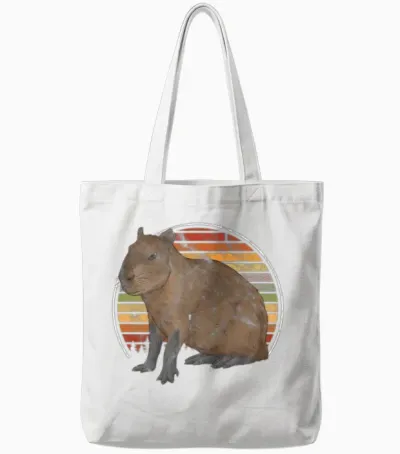 Vintage Capybara Retro Animal Tote Bags - White