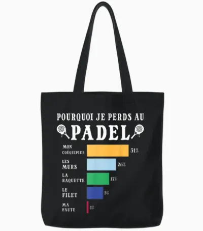 Padel Homme Femme Enfant Garçon Et Fille Tote Bags - Black