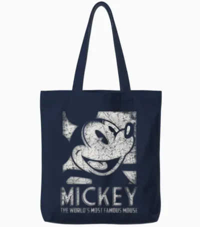 Mickey Mouse Most Famous Long Sleeve Shirt, Black Tote Bags - Navy