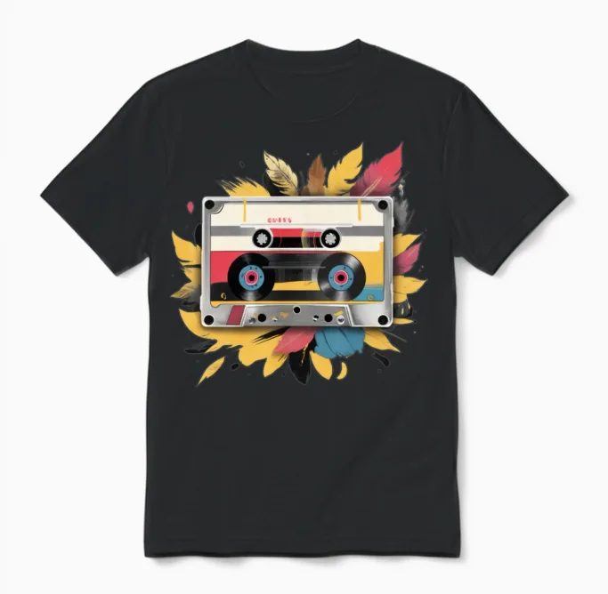 Vintage-Retro Cassette Tape Unisex T-Shirt - Black