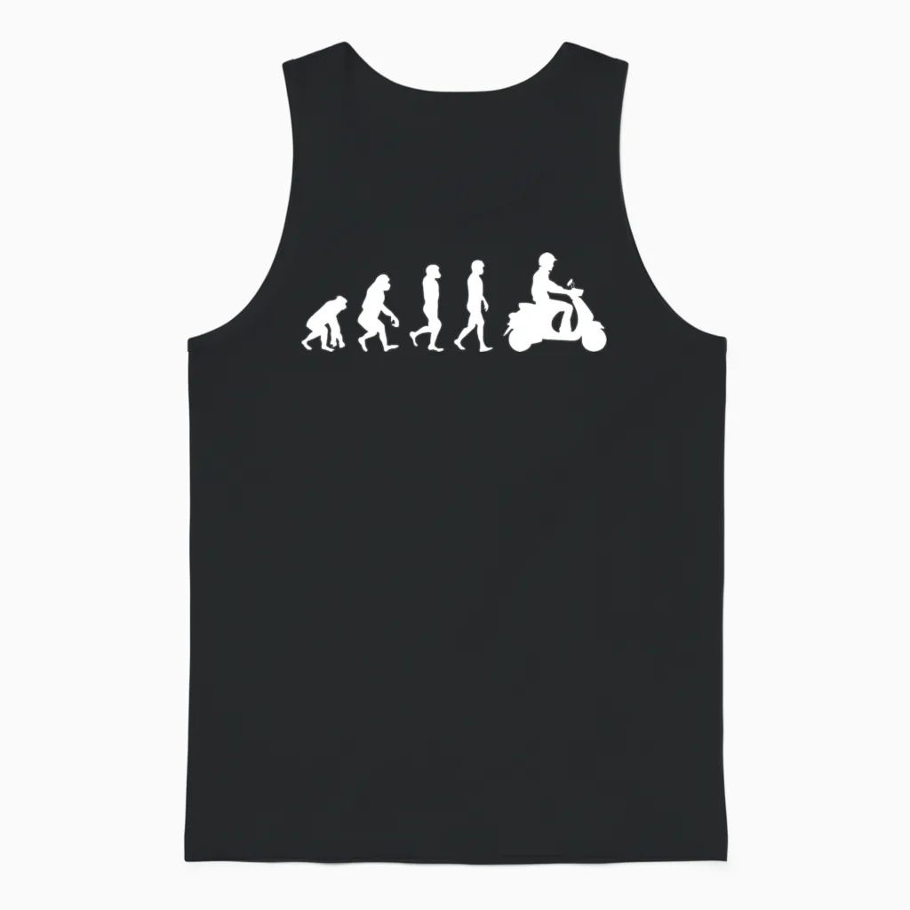 Scooter Rider Scootering Motorbike Moped Evolution Unisex Tank Top in Black