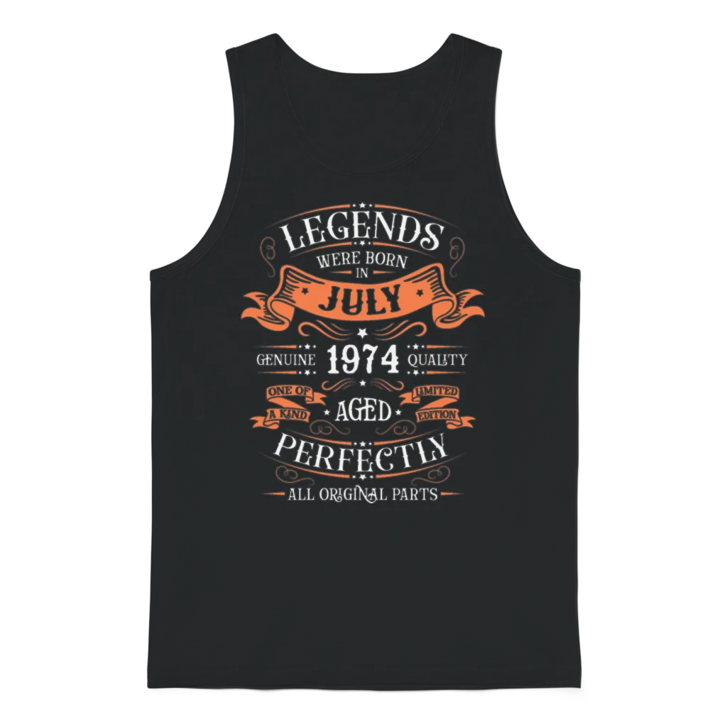 1974 in July Retro Unisex Tank Top - Black
