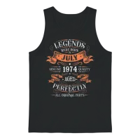 1974 in July Retro Unisex Tank Top - Black – 1