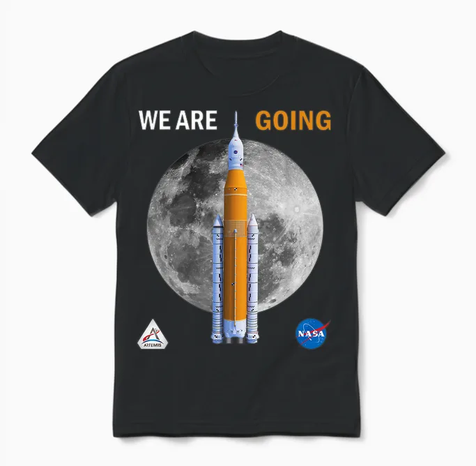 Nasa Artemis We Are Going Mond Sls Insignia Logo Unisex T-Shirt in Black