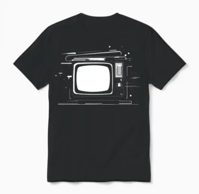 Retro Tv Sketch Unisex T-Shirt - Black