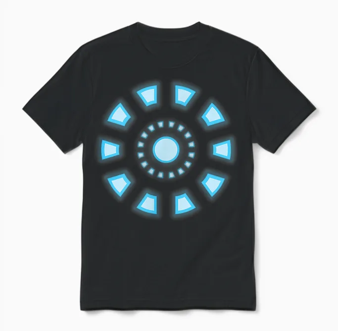Marvel Studios Iron Man Tony Stark Arc Reactor Classic Unisex T-Shirt in Black
