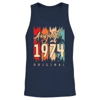 Retro August 1974 Unisex Tank Top - Navy – 2