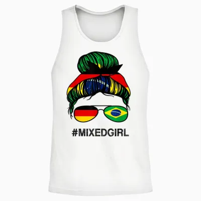Brasilien Deutschland Flagge Brasilien Deutsch Unordentlicher Dutt Unisex Tank Top - White