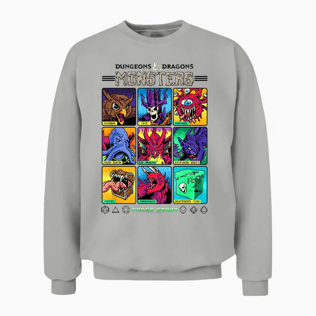 Dungeons & Dragons Wizards of the Coast Monster Select Menu Unisex Sweatshirt in Ash