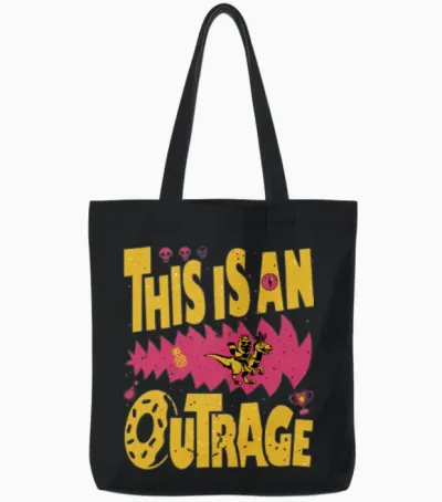 This Is an Outrage Comfort Colors Dungeon Crawler Tote Bags - Black