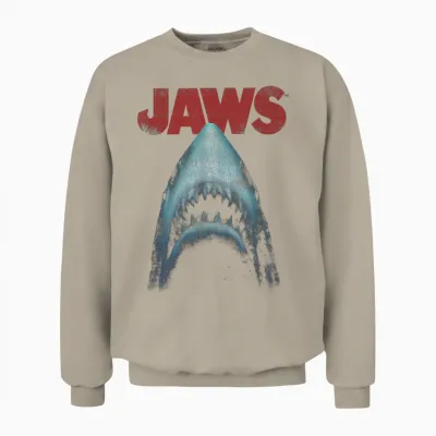 Jaws Classic Movie Poster Close-Up Unisex Sweatshirt - Sand
