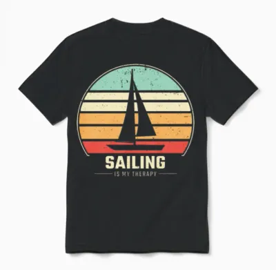 Sailing Retro Sail Boat Unisex T-Shirt - Black