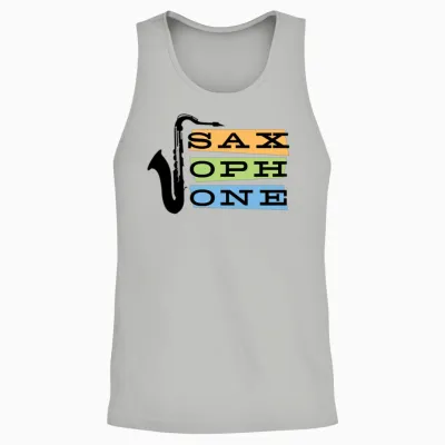 Saxophone Retro Unisex Tank Top - Ash