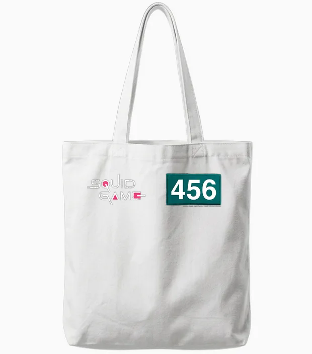 Children's Squid Game Player 456 Number and Logo Children's Tote Bags in White
