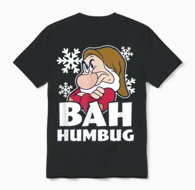 Disney Snow White & the Seven Dwarfs Christmas Grumpy Humbug Unisex T-Shirt - Black