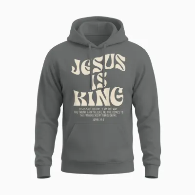 Jesus Is King Bible Verse John 14:6 Christian God Religious T-Shirt, Black, S Unisex Hoodie - Graphite Heather