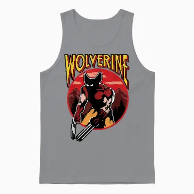 Marvel X-Men Wolverine Retro-Videospiel, Kreisförmiges Portraitlogo Unisex Tank Top - Sport Grey